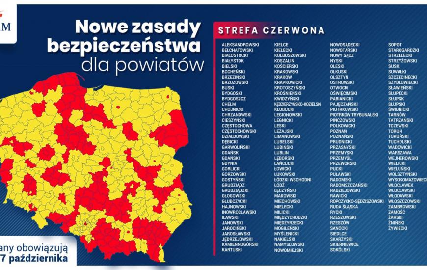 strefa żółta czerwona polska mapa
