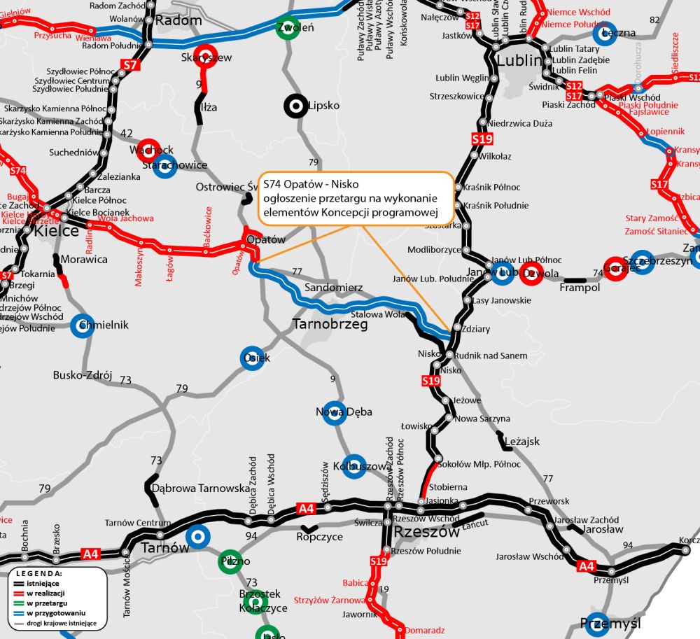 GDDKiA ogłosiła przetarg na Koncepcję Programową S74 Opatów – Nisko z pełnym rozpoznaniem geologicznym